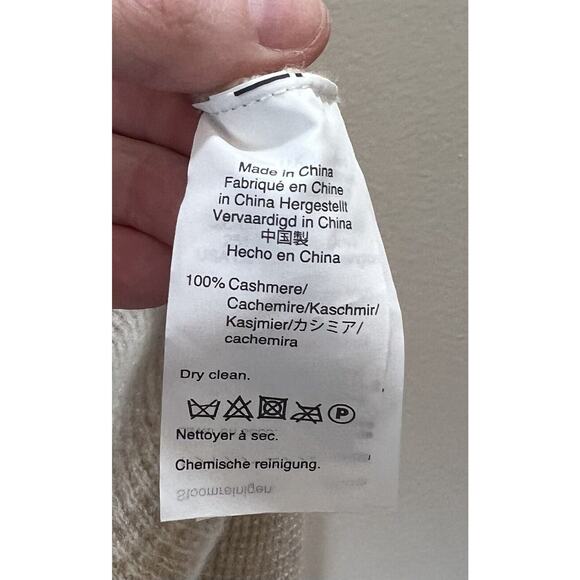 Madewell Womens Cashmere Sweater Size XS Waffle Knit Beige Rainbow Neck and Cuff - Picture 4 of 6